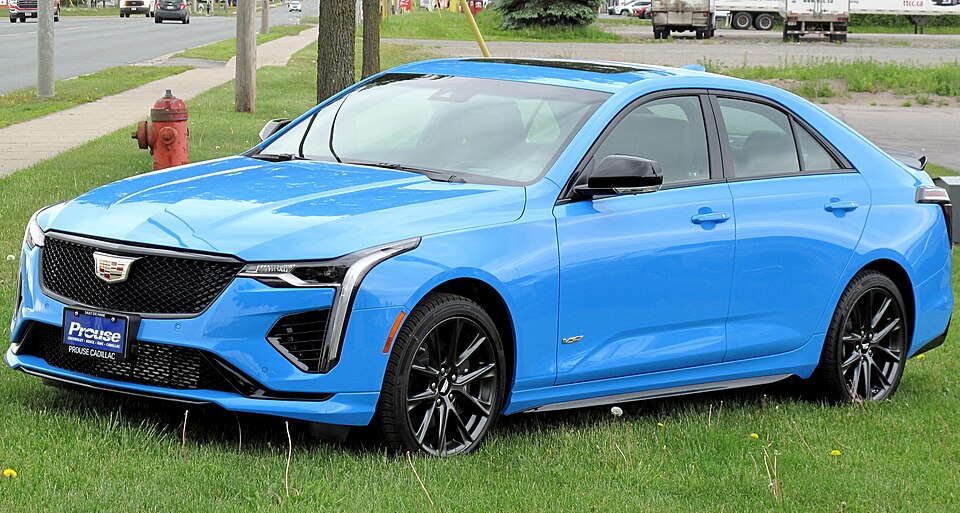 2022 Cadillac CT4-V in Electric Blue, Front Left, 06-19-2022