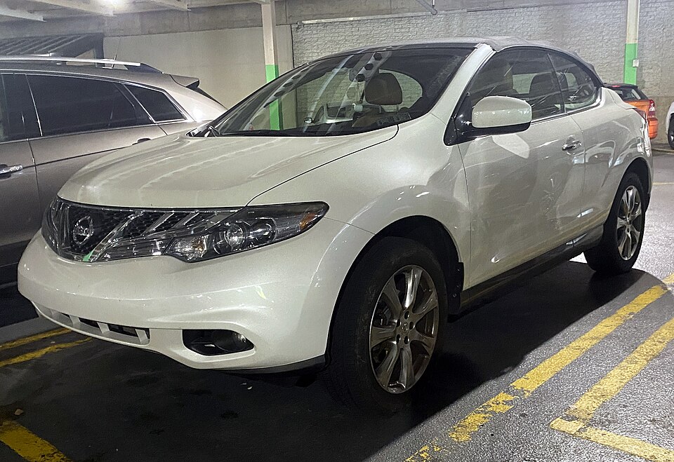 2014 Nissan Murano CrossCabriolet in Pearl White, front left, 09-23-2023