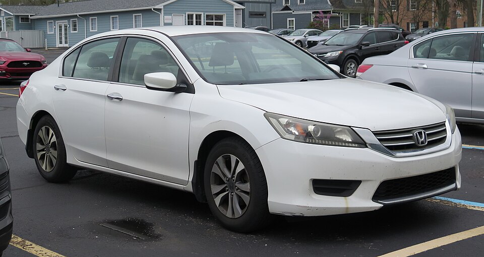 2013 Honda Accord LX sedan in White Orchard Pearl, front right, 04-26-2025