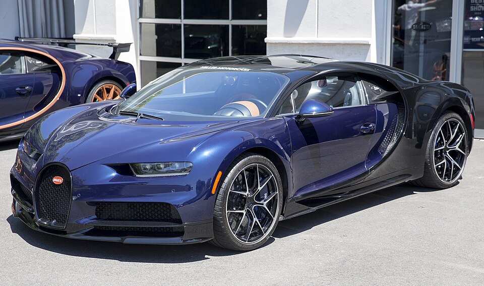 2020 Bugatti Chiron Sport in Nocturne and Atlantic Blue, front left