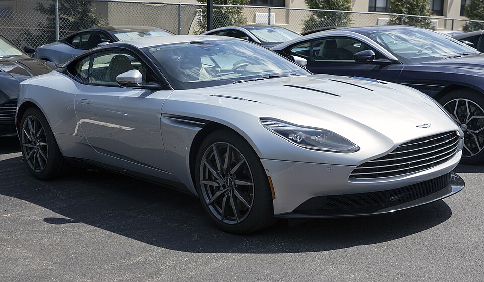 2017 Aston Martin DB11 V12 coupé, Lightning Silver, front right