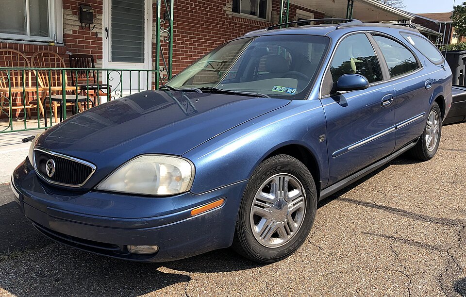 2002 Mercury Sable LS Premium wagon in French Blue Clearcoat Metallic, front left, 07-23-2021