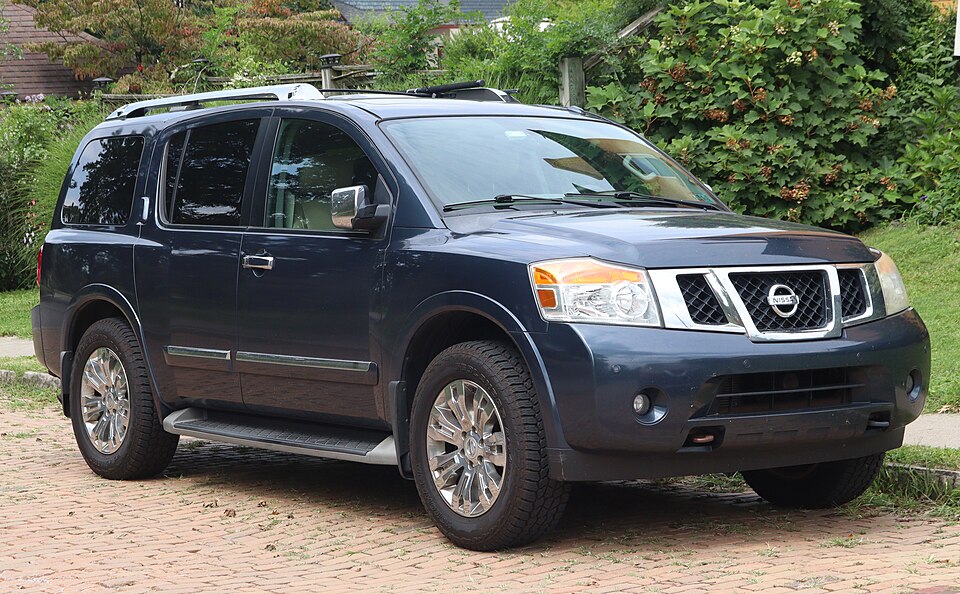 2015 Nissan Armada Platinum in Arctic Blue Metallic, front right, 08-30-2026