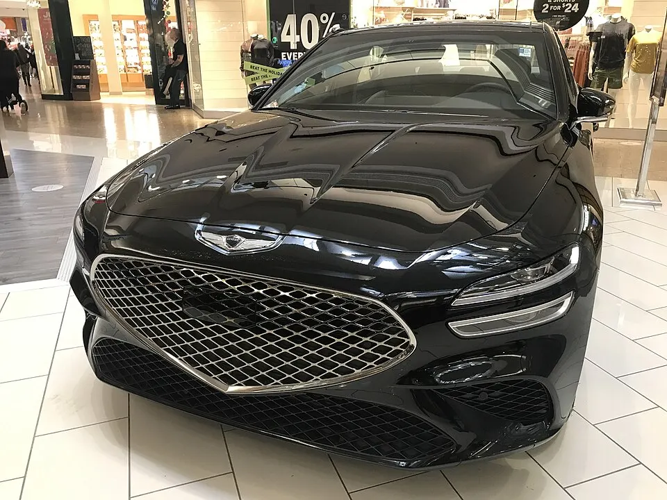 2022 Genesis G70 displayed at Westfarms Mall November 2021, photographed in United States