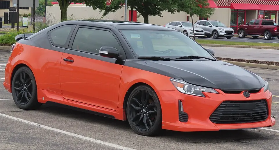 2015 Scion tC Release Series 9.0, front right, photographed in United States