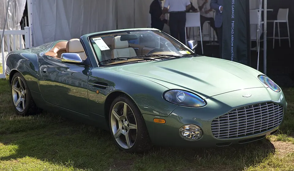 2003 Aston Martin DB AR1 Zagato in Roadster Green, front right, photographed in United States
