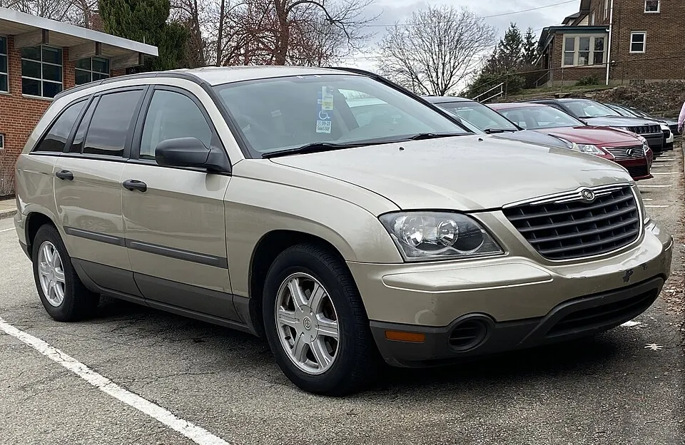 2005 Chrysler Pacifica in Linen Gold Metallic Pearl, front right, 03-08-2024, photographed in United States