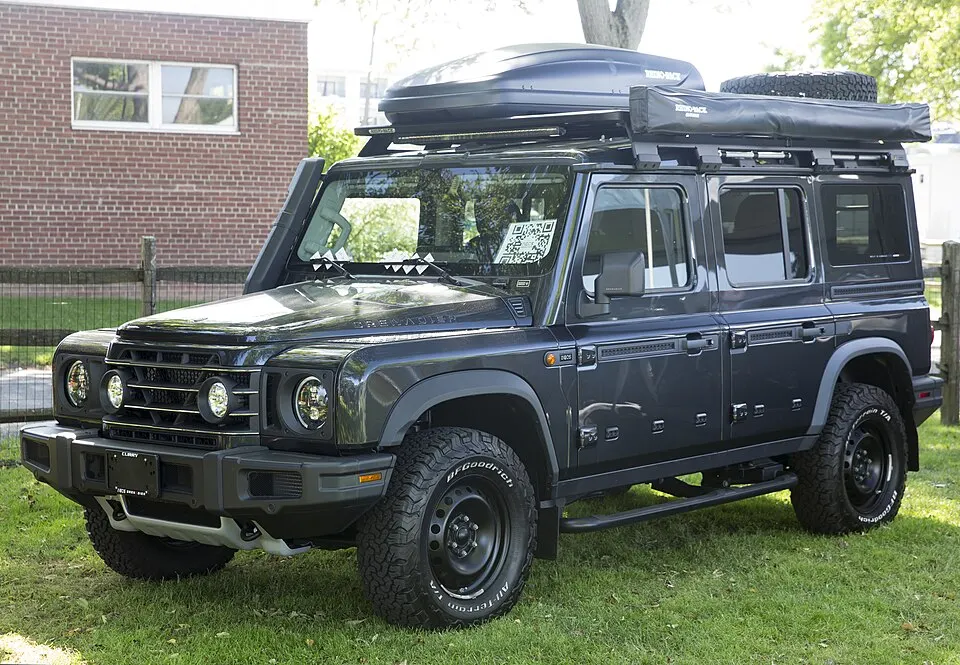 2024 Ineos Grenadier Station Wagon Trialmaster Edition in Donny Gray Metallic, front left, photographed in United States