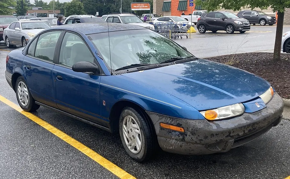 2000 Saturn SL in Blue, front right, photographed in United States