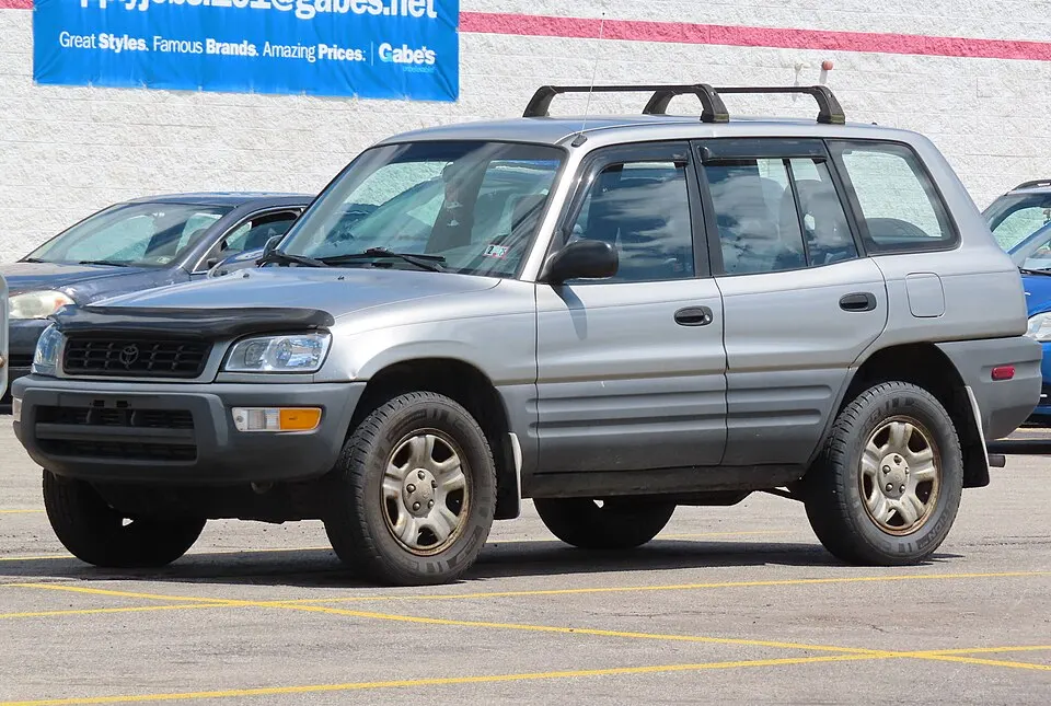 1999 Toyota RAV4 4-door, front left, 05-18-2024, photographed in United States