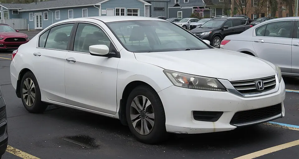2013 Honda Accord LX sedan in White Orchard Pearl, front right, 04-26-2025, photographed in United States