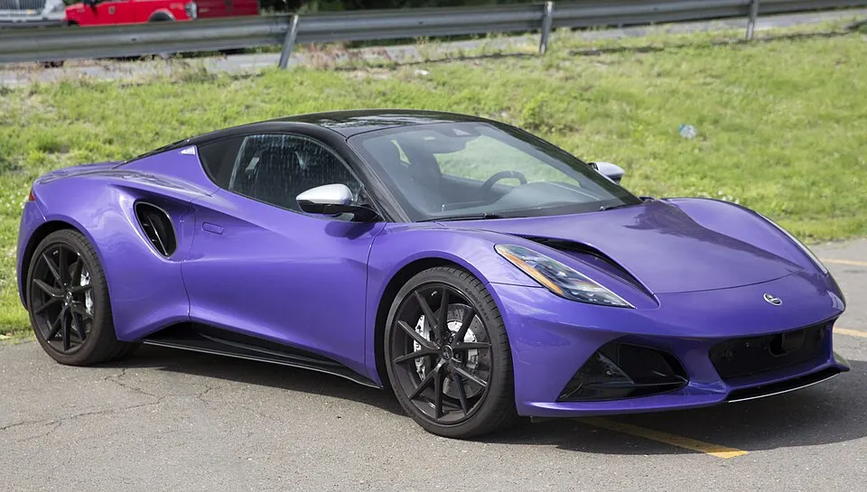 2026 Lotus Emira Turbo SE in Purple Haze, front right, photographed in United States