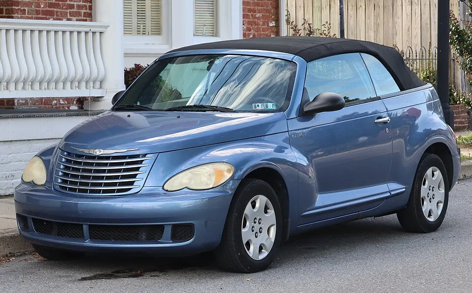 2006 Chrysler PT Cruiser Convertible in Marine Blue Pearlcoat, front left, 09-19-2026, photographed in United States