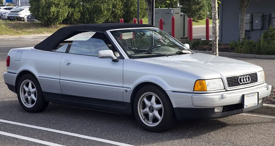 1997 Audi Cabriolet in Aluminum Silver Metallic, front right, photographed in United States