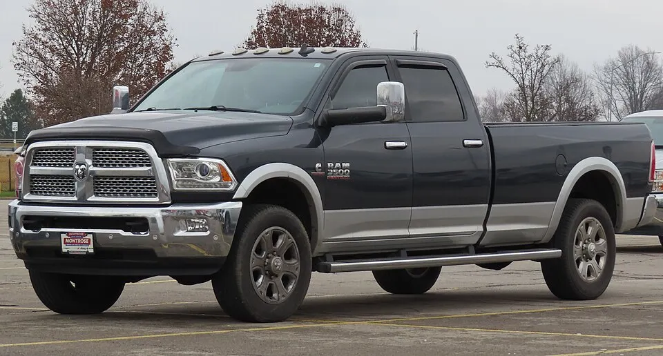 2018 Ram 3500 Laramie Crew Cab 4x4 with 8' Box, front left, 12-08-2022, photographed in United States