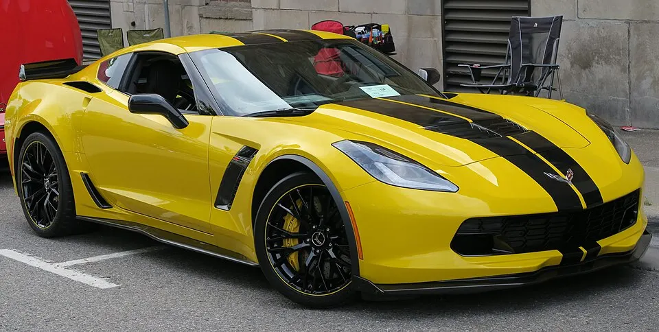 2015 Chevrolet Corvette Z06 in Velocity Yellow, Front Right, 08-06-2022, photographed in United States