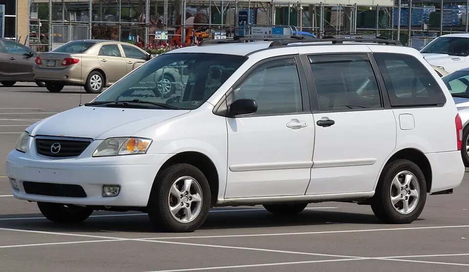 2002 Mazda MPV LX, front left, 09-10-2023, photographed in United States