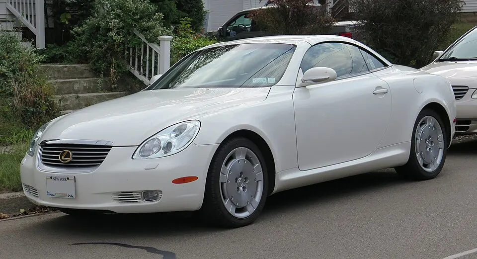 2002 Lexus SC 430 in White Gold Crystal, front left, 10-11-2025, photographed in United States