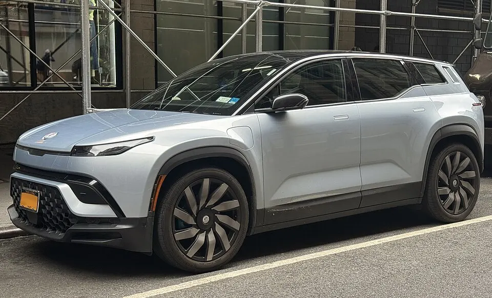 2023 Fisker Ocean One in Marine Layer (rideshare), front left, photographed in United States