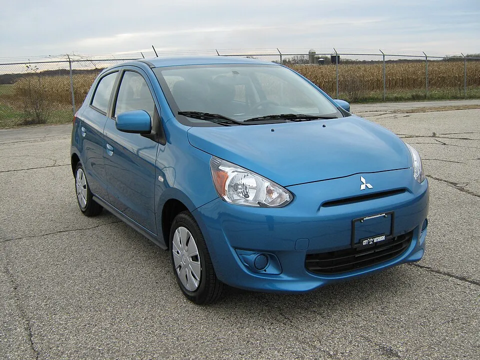 2015 Mitsubishi Mirage DE -- NHTSA test 9031 - front, photographed in United States