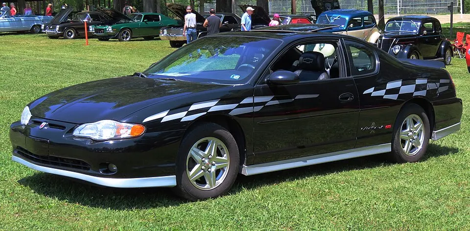 2001 Chevrolet Monte Carlo SS Limited Edition Pace Car Replica, front left (2023 ARMCO Park Wheels of Steel Car Cruise), photographed in United States