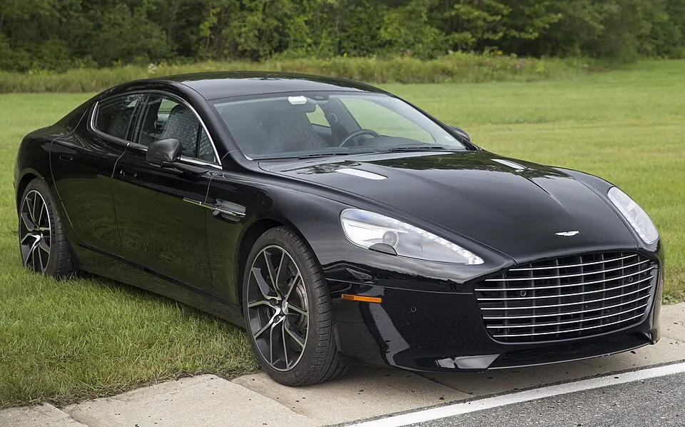 2015 Aston Martin Rapide S in Black, front right (Lime Rock), photographed in United States