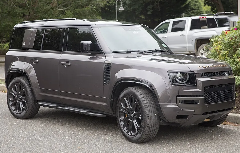 2025 Land Rover Defender 110 P635 OCTA in Charente Grey, front right, photographed in United States