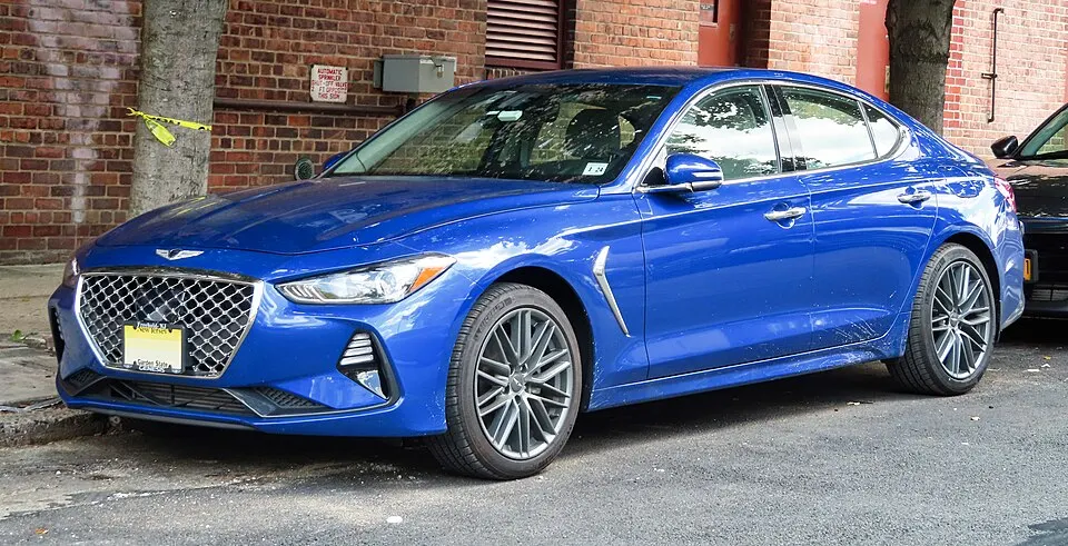 2019 Genesis G70 2.0T, front 8.11.19, photographed in United States