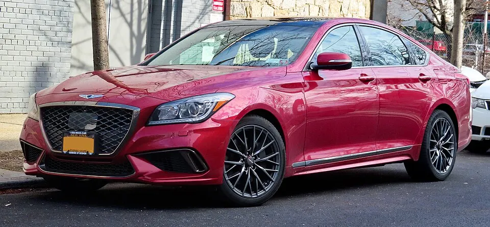 2019 Genesis G80 3.8 HTrac, front 3.11.20, photographed in United States