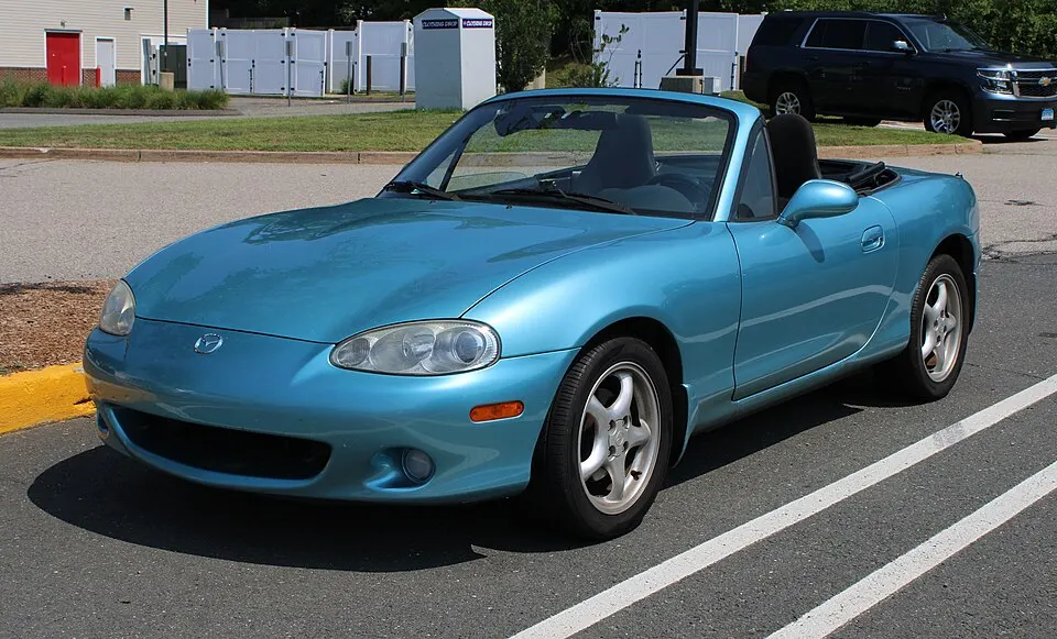 2002 Mazda MX-5 Miata, front left, 08-12-2026, photographed in United States