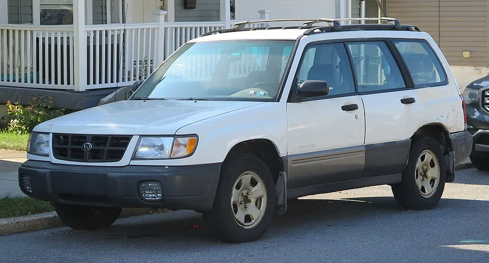 2000 Subaru Forester in Aspen White, front left, 09-20-2025, photographed in United States