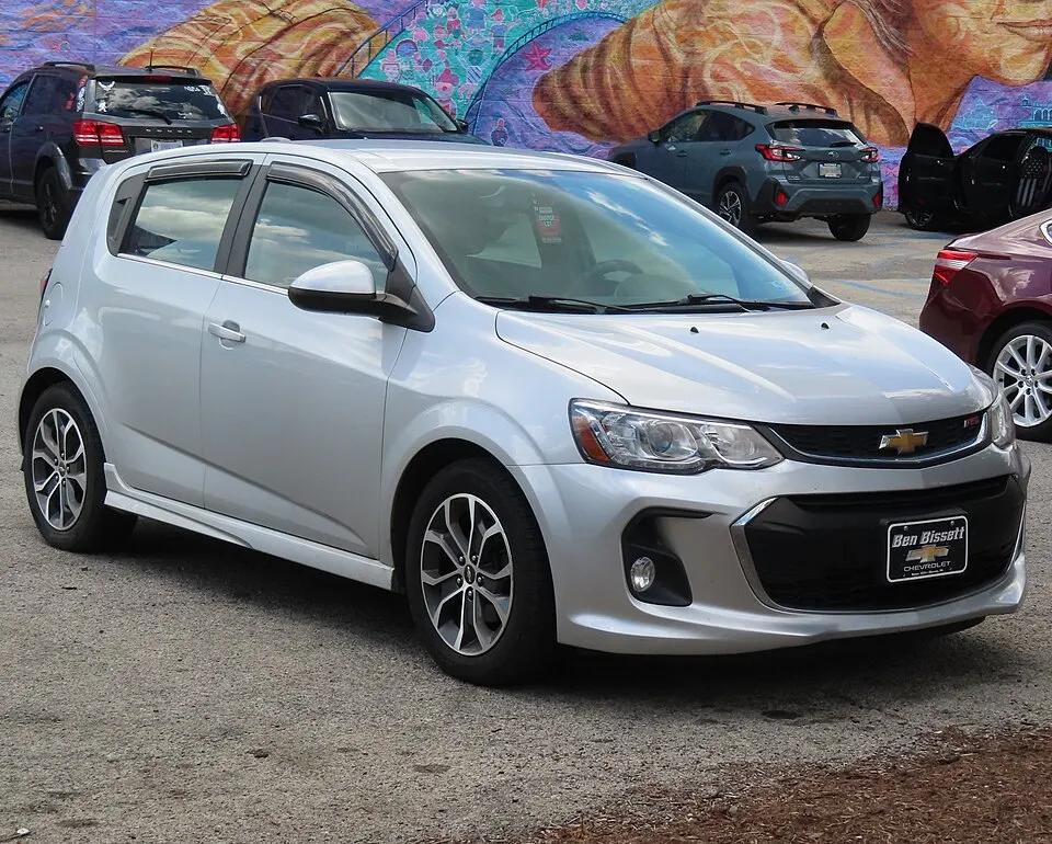 2017 Chevrolet Sonic LT hatchback, front right, 06-21-2026, photographed in United States