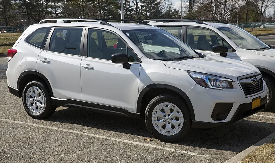 2020 Subaru Forester (base) in Crystal White, front right, photographed in United States