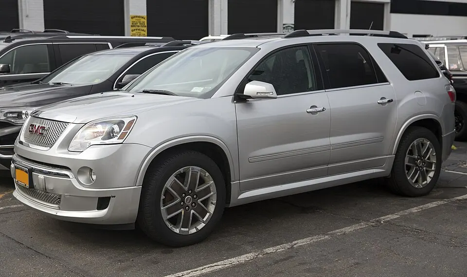 2011 GMC Acadia Denali front left silver, photographed in United States