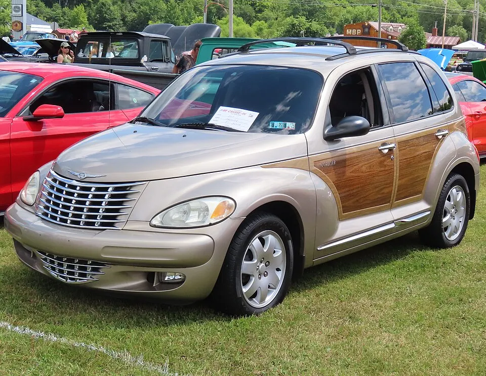 2003 Chrysler PT Cruiser Touring Edition with Woodie package, front left, 07-19-2025, photographed in United States