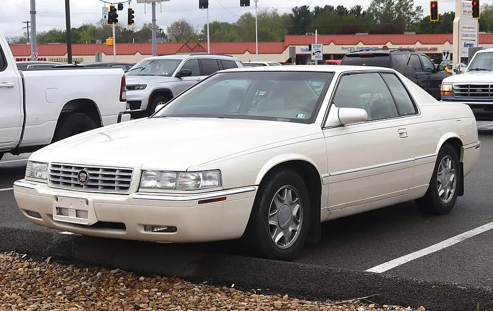 2000 Cadillac Eldorado Sport Coupe in White Diamond, front left, 05-02-2026, photographed in United States