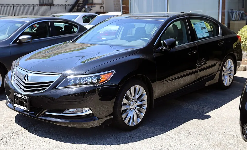 2014 Acura RLX in black, photographed in United States