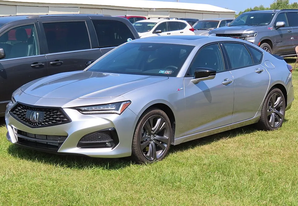 2023 Acura TLX SH-AWD with A-Spec package, front left, 08-24-2024, photographed in United States