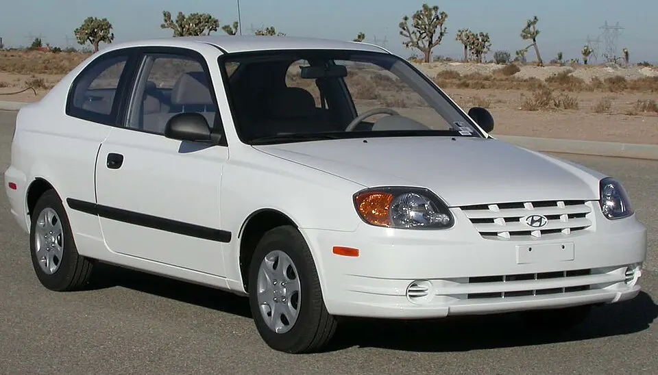 2004 Hyundai Accent hatchback front -- NHTSA, photographed in United States