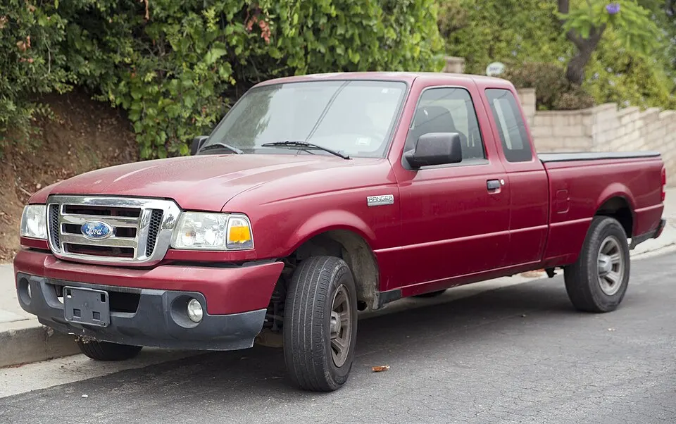 2008 Ford Ranger XLT 4x2 Supercab 4-dr in Redfire Met., front left, photographed in United States
