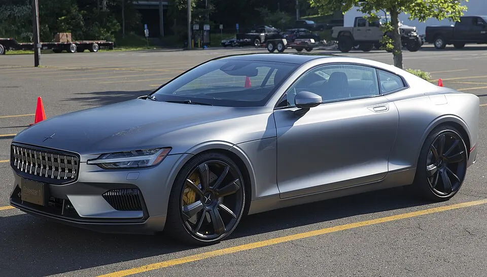 2021 Polestar 1 in Magnesium, front left, photographed in United States