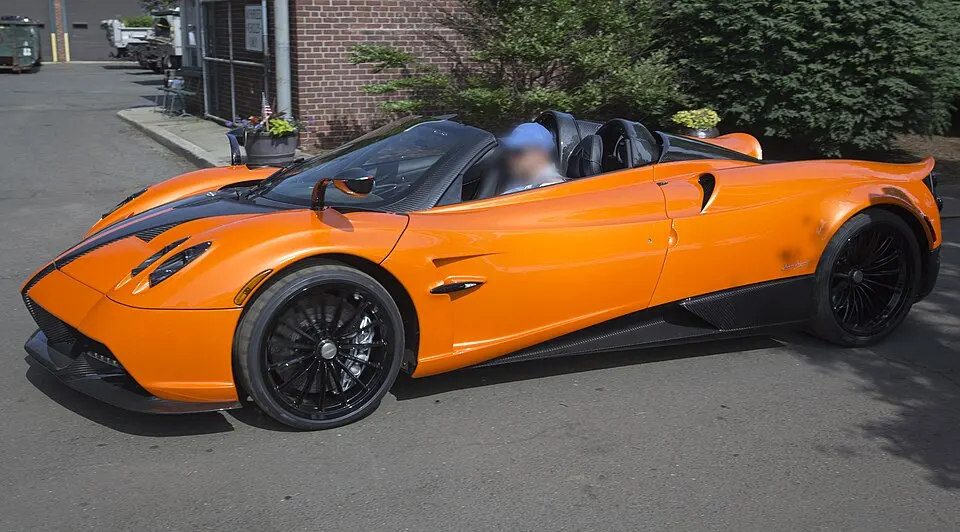2018 Pagani Huayra Roadster, front left - Greenwich Concours, photographed in United States