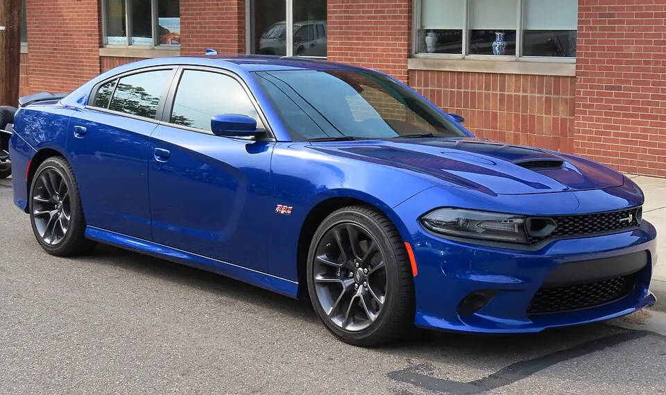 2021 Dodge Charger Scat Pack, front right (Cruisin' the River Lowellville Car Show, June 19th, 2023), photographed in United States
