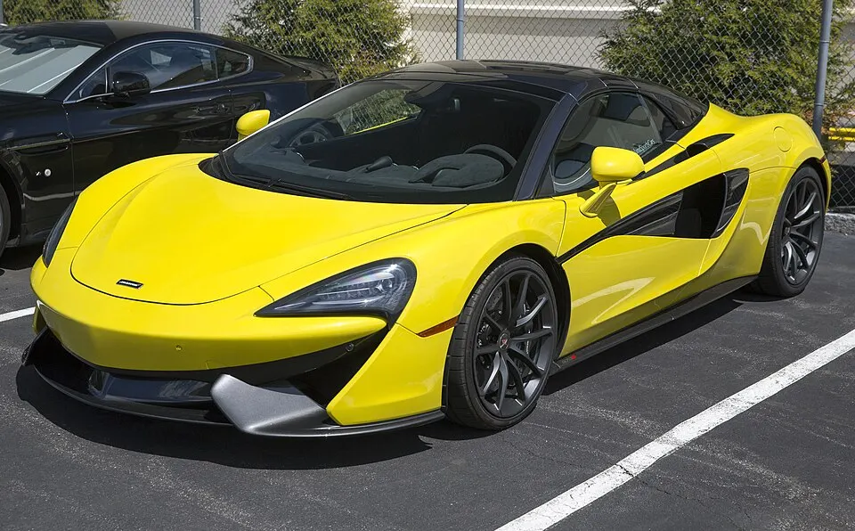 2018 McLaren 570S Spider, Sicilian Yellow, photographed in United States