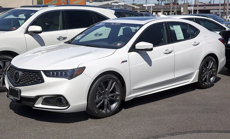 2019 Acura TLX 2.4 A-Spec, White Diamond, front left, photographed in United States
