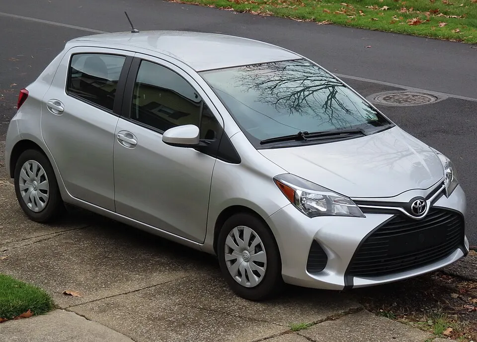 2017 Toyota Yaris L 5-door, front right, 11-23-2023, photographed in United States