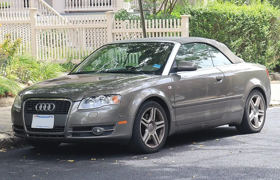 2007 Audi A4 2.0T Cabriolet in Alpaka Beige Metallic, front left, 07-06-2026, photographed in United States