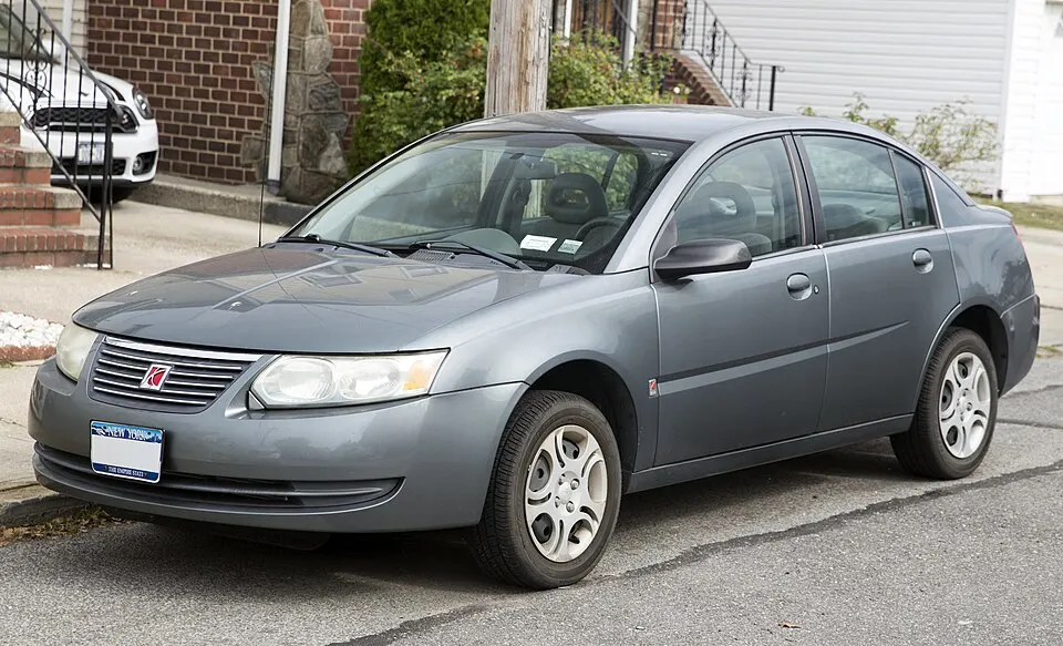 2005 Saturn Ion 2 Sedan in Storm Gray, front left, photographed in United States