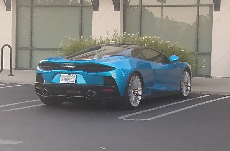 2021 McLaren GT blue, photographed in United States