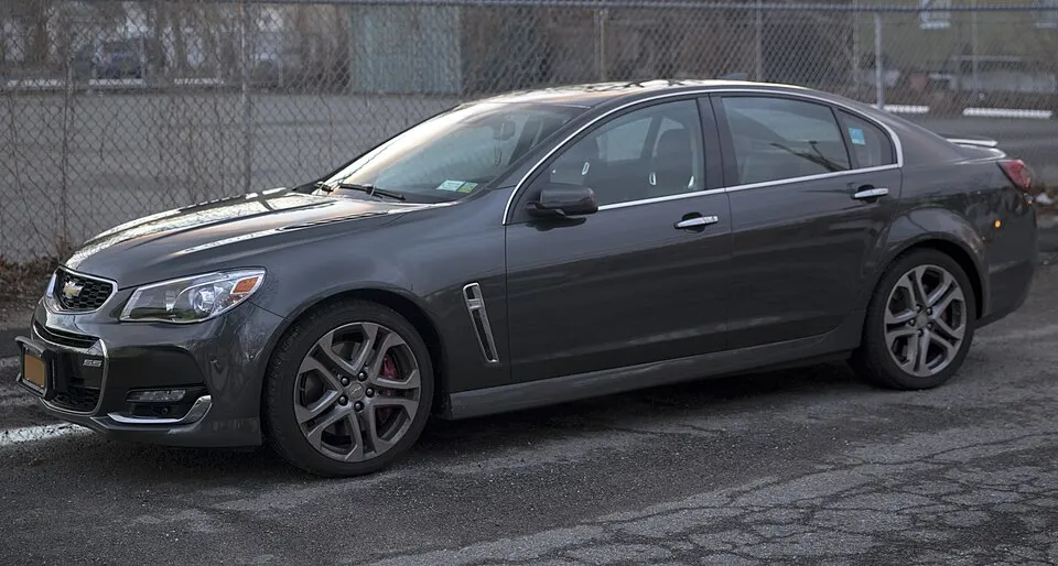 2017 Chevrolet SS in Nightfall Gray Metallic, front left side, photographed in United States